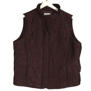 Coldwater Creek Women's Quilted Vest XL Polyester/Nylon Shell & Lining Purple